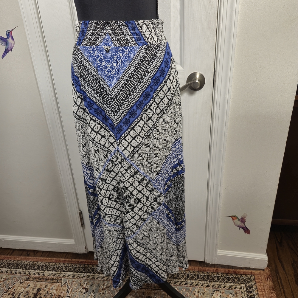 I.N.C. International Concepts Maxi Skirt Blue & Black Patterned Bohemian Size S